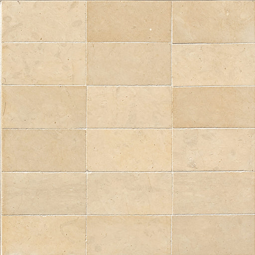 Cape Town Ivoor glass mosaic with ivory beige 2x4 rectangular tiles arranged in a stacked pattern on a 12x12 sheet.