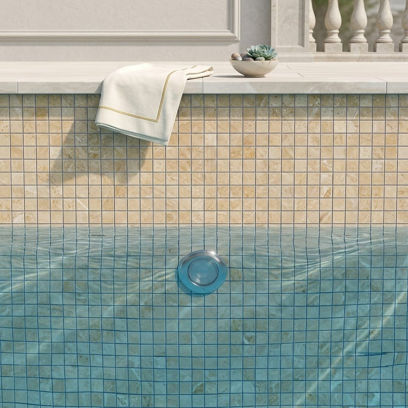 Cappuccino Marble 1x1 Polished Mosaic — Swimming Pool pool interior tiling