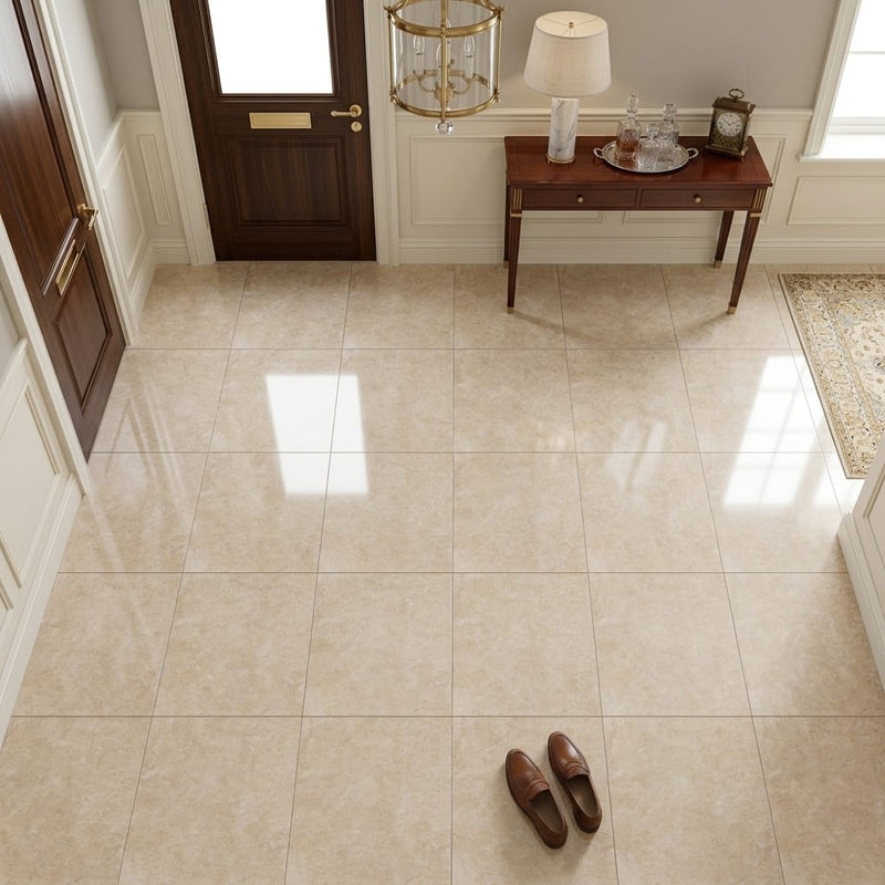 Cappuccino Marble 12x12 Polished Tile — Foyer floor