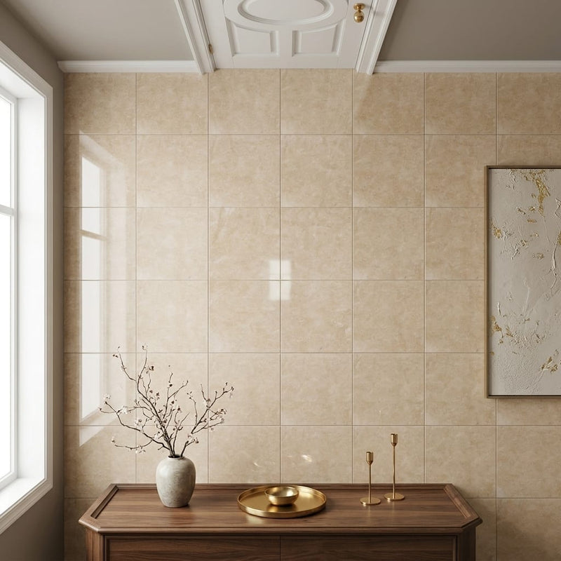 Cappuccino Marble 12x12 Polished Tile — Hallway floor