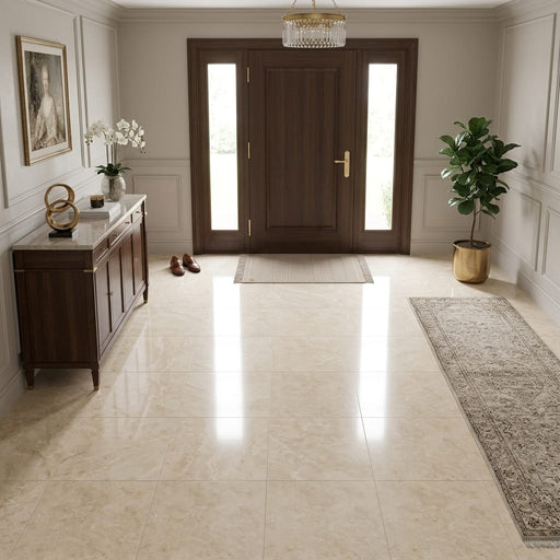 Cappuccino Marble 18x18 Polished Tile — Foyer floor