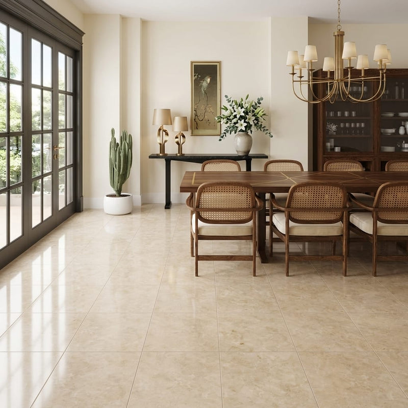 Cappuccino Marble 18x18 Polished Tile — Living Room floor