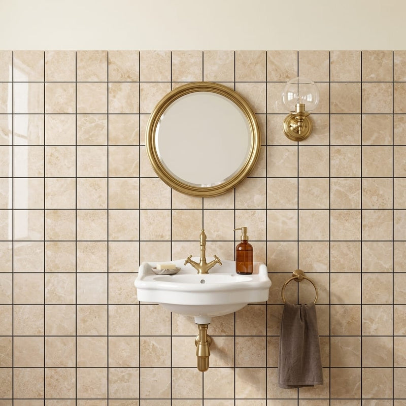 Cappuccino Marble 2x2 Polished Mosaic — Powder Room wall