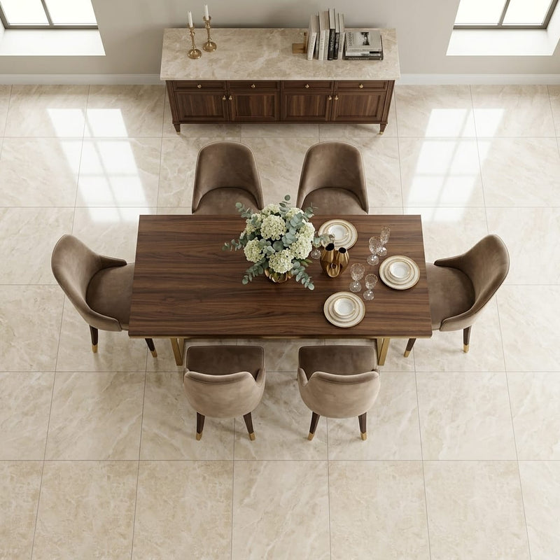 Cappuccino Marble 24x24 Polished Tile — Dining Room floor