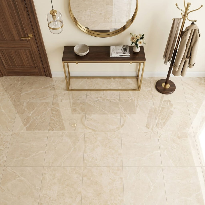 Cappuccino Marble 24x24 Polished Tile — Foyer floor