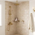 Cappuccino Marble 3x6 Tumbled Tile — Bathroom shower wall