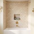 Cappuccino Marble 3x6 Tumbled Tile — Bathroom tub surround