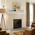 Cappuccino Marble 3x6 Tumbled Tile — Living Room fireplace surround