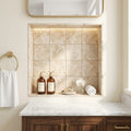 Cappuccino Marble 4x4 Tumbled Tile — Bathroom niche