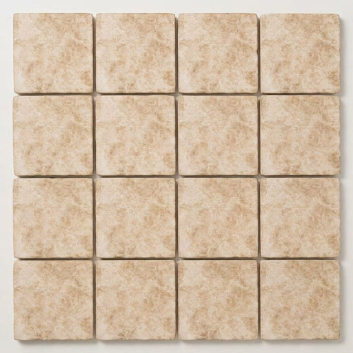 Cappuccino Marble 4x4 Tumbled Tile close-up