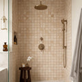 Cappuccino Marble 5/8x5/8 Polished Mosaic — Bathroom shower wall