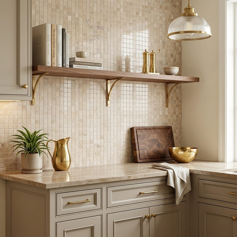 Cappuccino Marble 5/8x5/8 Polished Mosaic — Kitchen backsplash