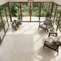 Cappuccino Travertine Tile 18x18 Filled, Honed — Sunroom floor