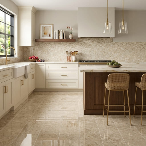 Cappucino Marble Tile 12x24 Polished — Kitchen floor