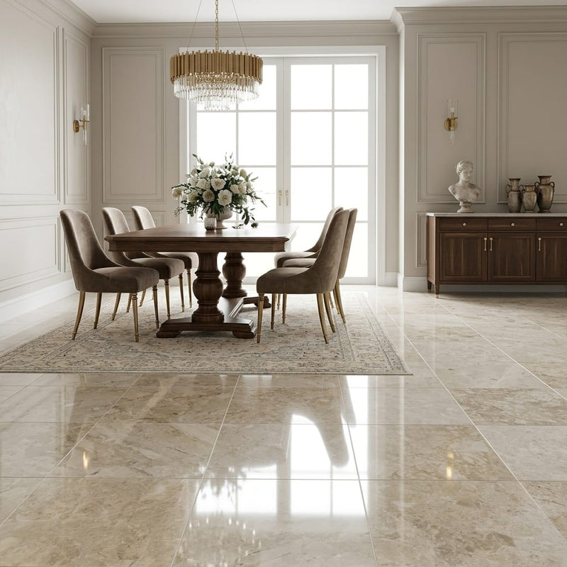 Cappucino Marble Tile 18x18 Polished — Dining Room floor