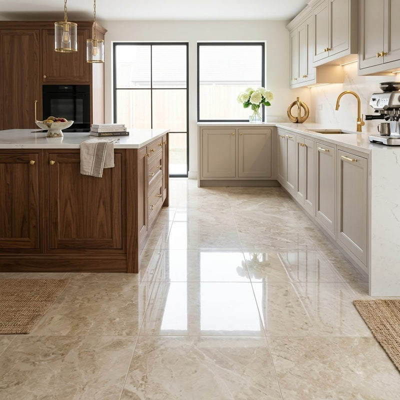 Cappucino Marble Tile 18x18 Polished — Kitchen floor