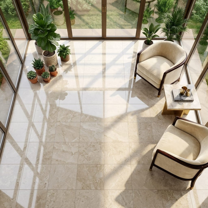 Cappucino Marble Tile 18x18 Polished — Sunroom floor