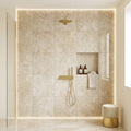 Cappucino Marble Tile 24x24 Polished — Bathroom shower wall