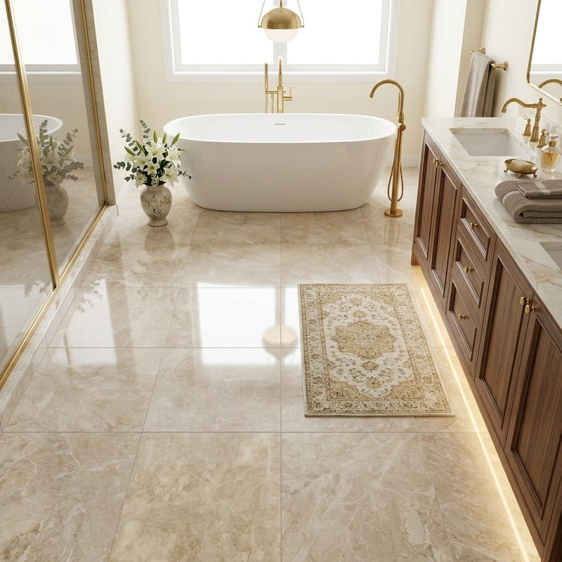 Cappucino Marble Tile 24x24 Polished — Primary Bath floor