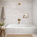 Capri Blue 4x12 Honed Marble Tile — Bathroom tub surround