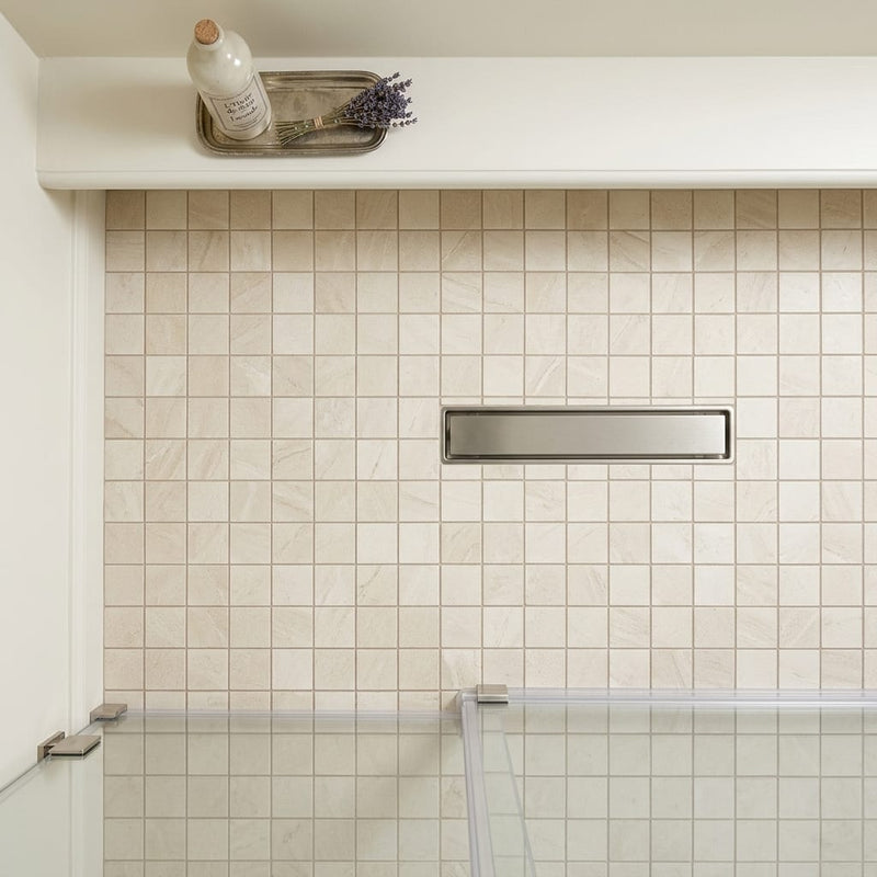 Capri Champagne 2x2 Honed Limestone Mosaic — Bathroom shower floor