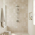 Capri Champagne 2x2 Honed Limestone Mosaic — Bathroom shower wall