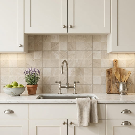 Capri Champagne 2x2 Honed Limestone Mosaic — Kitchen backsplash