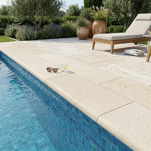 Capri Limestone Coping 12x24 Bullnose 3 cm pool coping — Swimming Pool remodel pool edge