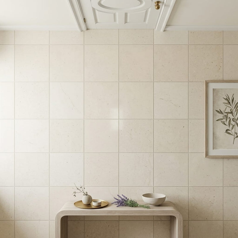 Capri Limestone Tile 12x12 Honed — Hallway floor