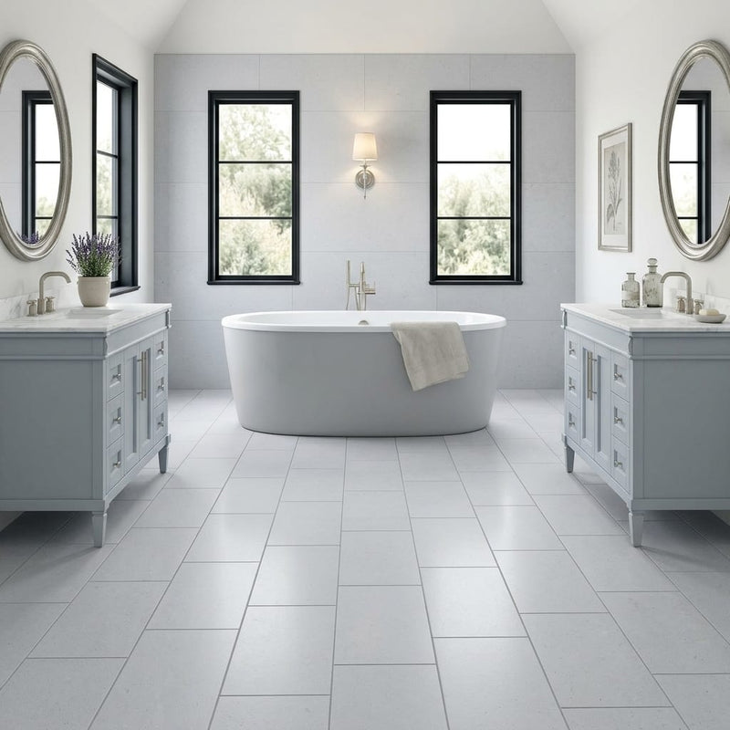 Capri Limestone Tile 12x24 Honed — Bathroom floor