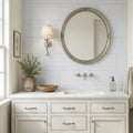Capri Limestone Tile 12x24 Honed — Bathroom vanity wall