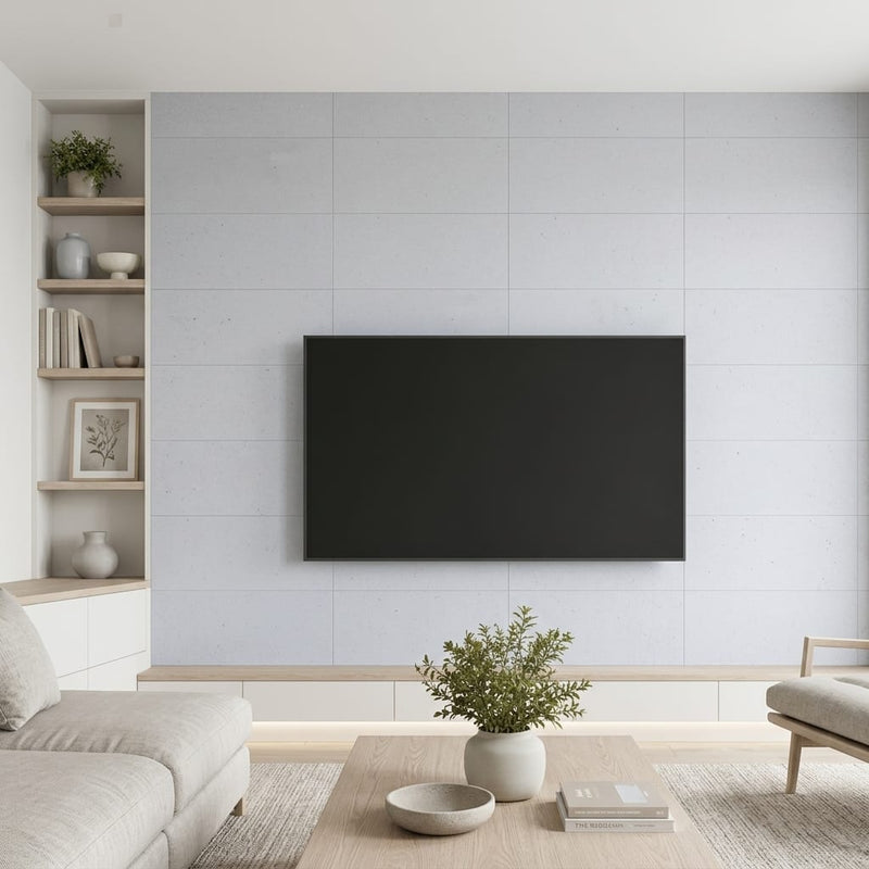 Capri Limestone Tile 12x24 Honed — Living Room feature wall