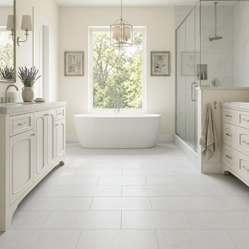 Capri Limestone Tile 12x24 Honed — Primary Bath floor