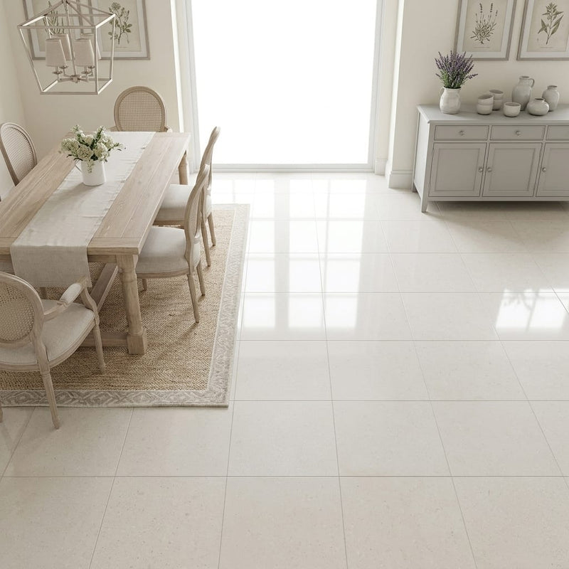 Capri Limestone Tile 18x18 Honed — Dining Room floor