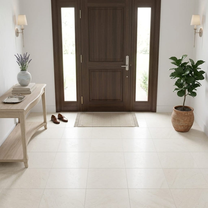Capri Limestone Tile 18x18 Honed — Foyer floor