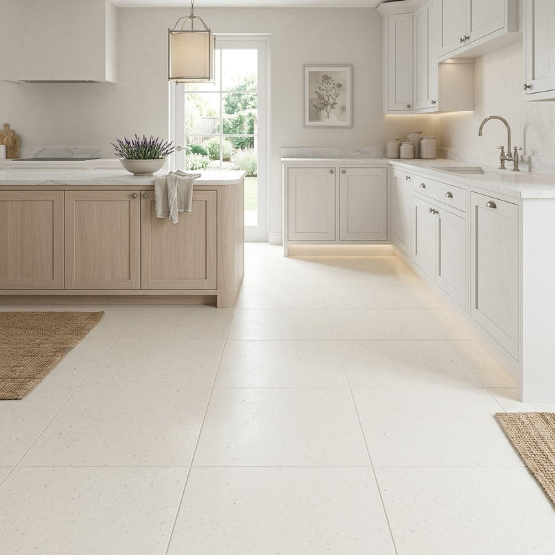 Capri Limestone Tile 18x18 Honed — Kitchen floor