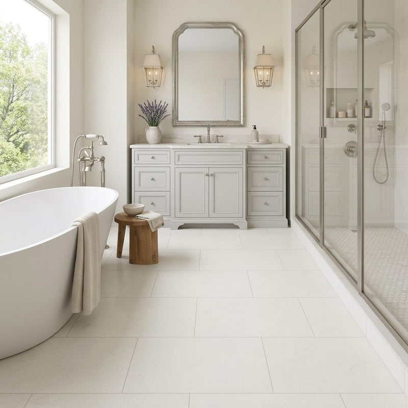 Capri Limestone Tile 18x36 Brushed — Primary Bath floor