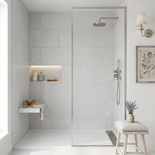 Capri Limestone Tile 18x36 Honed — Bathroom shower wall