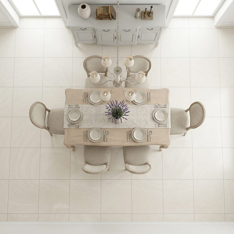 Capri Limestone Tile 24x24 Honed — Dining Room floor