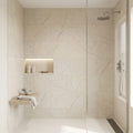 Cardinal Beige 18x36 Brushed Limestone Tile — Bathroom shower wall