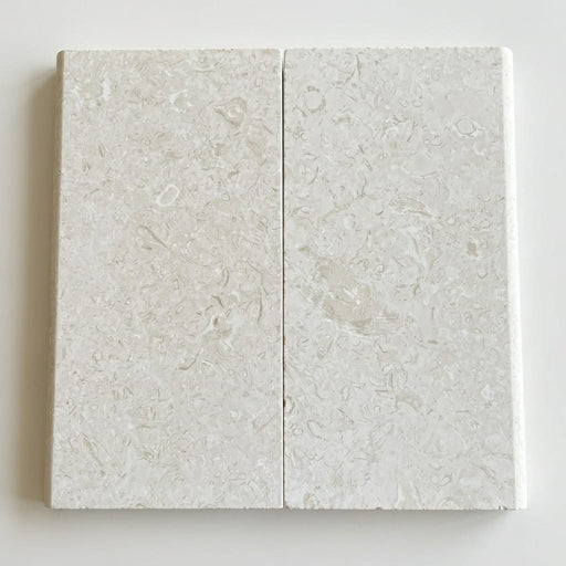Cardinal Beige Limestone Coping 12x24 Tumbled Bullnose 5 cm close-up