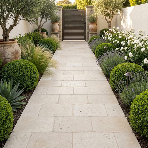 Cardinal Beige Limestone Paver 16x24 Tumbled — Garden path