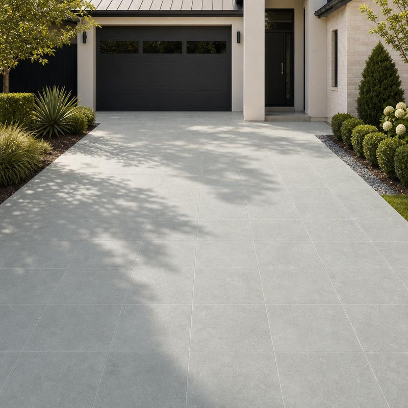 Caribbean Blue 18x18 Natural Limestone Paver — Front Yard driveway