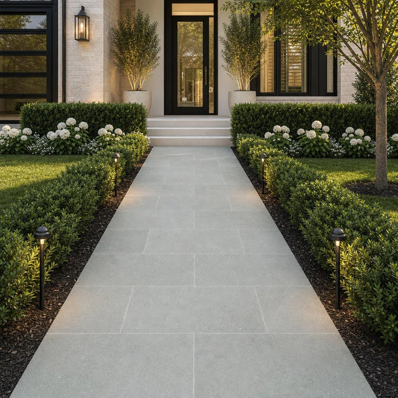 Caribbean Blue 18x30 Natural 3CM Limestone Paver 18x36 — Front Yard walkway