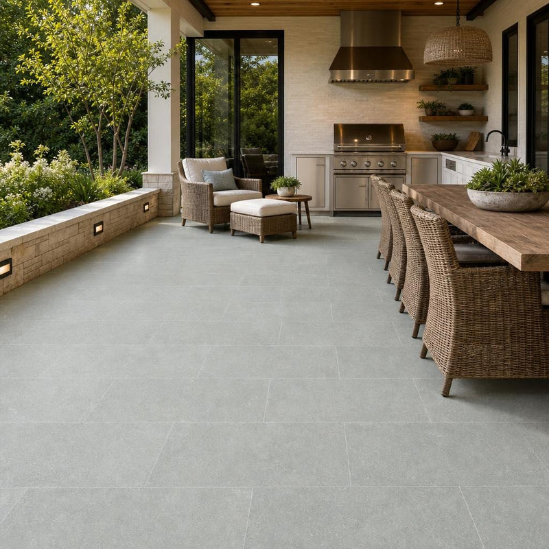 Caribbean Blue 18x36 Natural Limestone Paver — Backyard patio