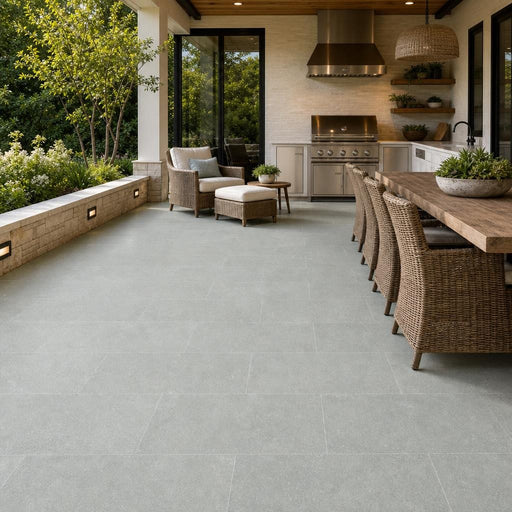 Caribbean Blue 18x36 Natural Limestone Paver — Backyard patio