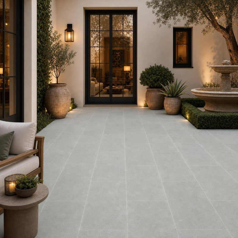 Caribbean Blue 18x36 Natural Limestone Paver — Courtyard paving