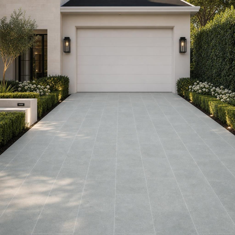 Caribbean Blue 18x36 Natural Limestone Paver — Front Yard driveway