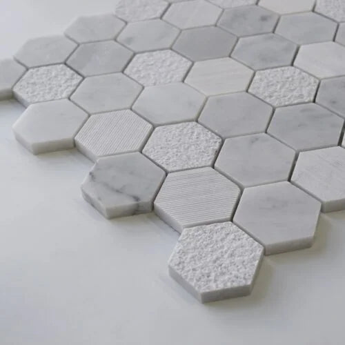 Carrara 2x2 Hexagon Various Finish Marble Mosaic Tile