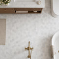 Carrara 2x2 Hexagon Various Finish Marble Mosaic Tile — Bathroom floor